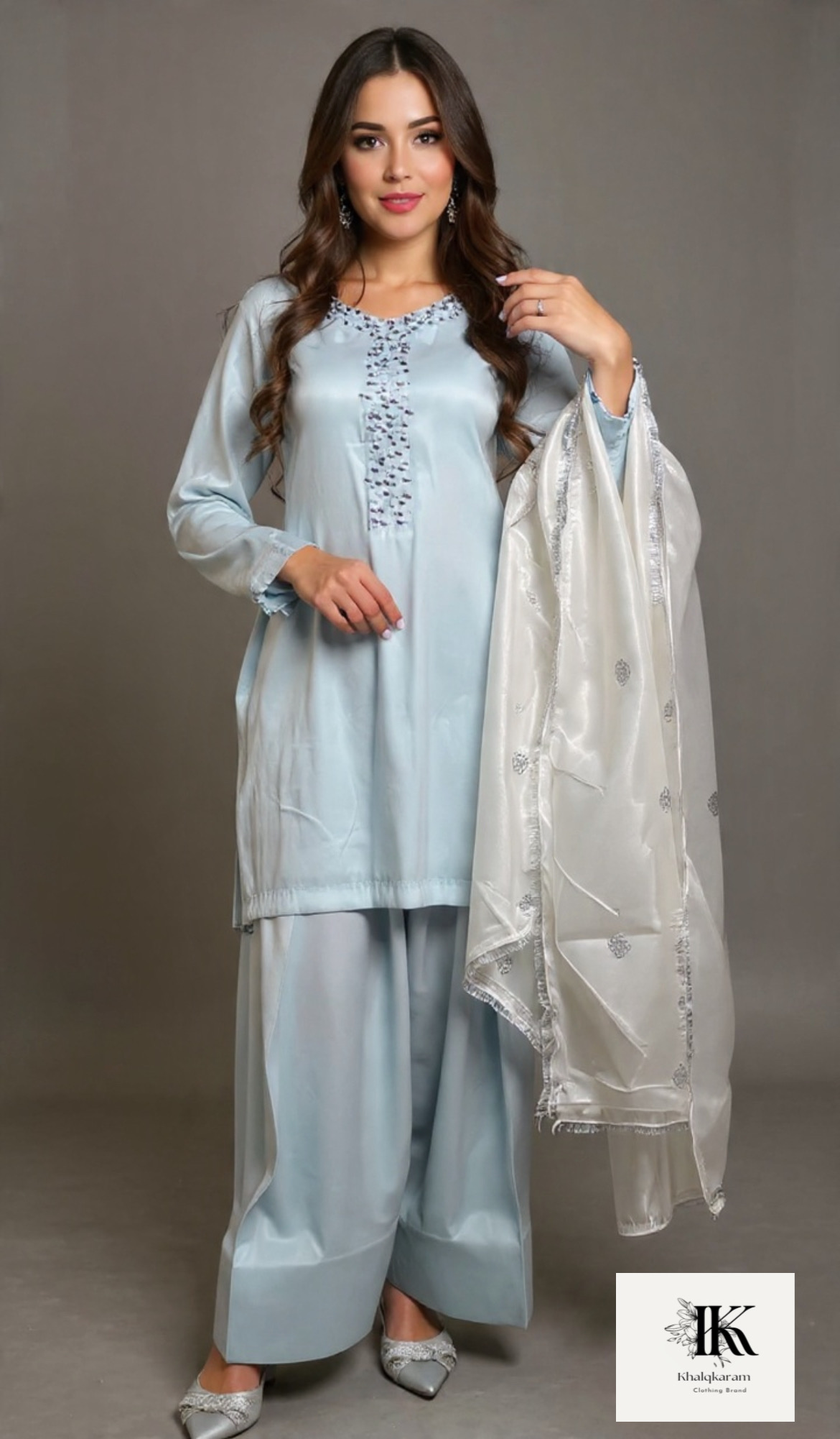 IMG_5131 Sea Blue Farshi Shalwar Kameez Set - Image 1