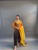 Organge and Brown Double Shade  Mukesh Work Dress