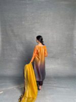 Organge and Brown Double Shade  Mukesh Work Dress - Image 2