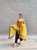 Organge and Brown Double Shade  Mukesh Work Dress - Image 3