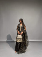 Black Embroidered Shirt With Flapper Trouser