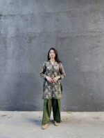 Bottle Green Farshi Shalwar Kameez. - Image 2