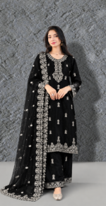Ruby Red Sheesha Silk 3-Piece Suit | Khalqkaram - Image 4